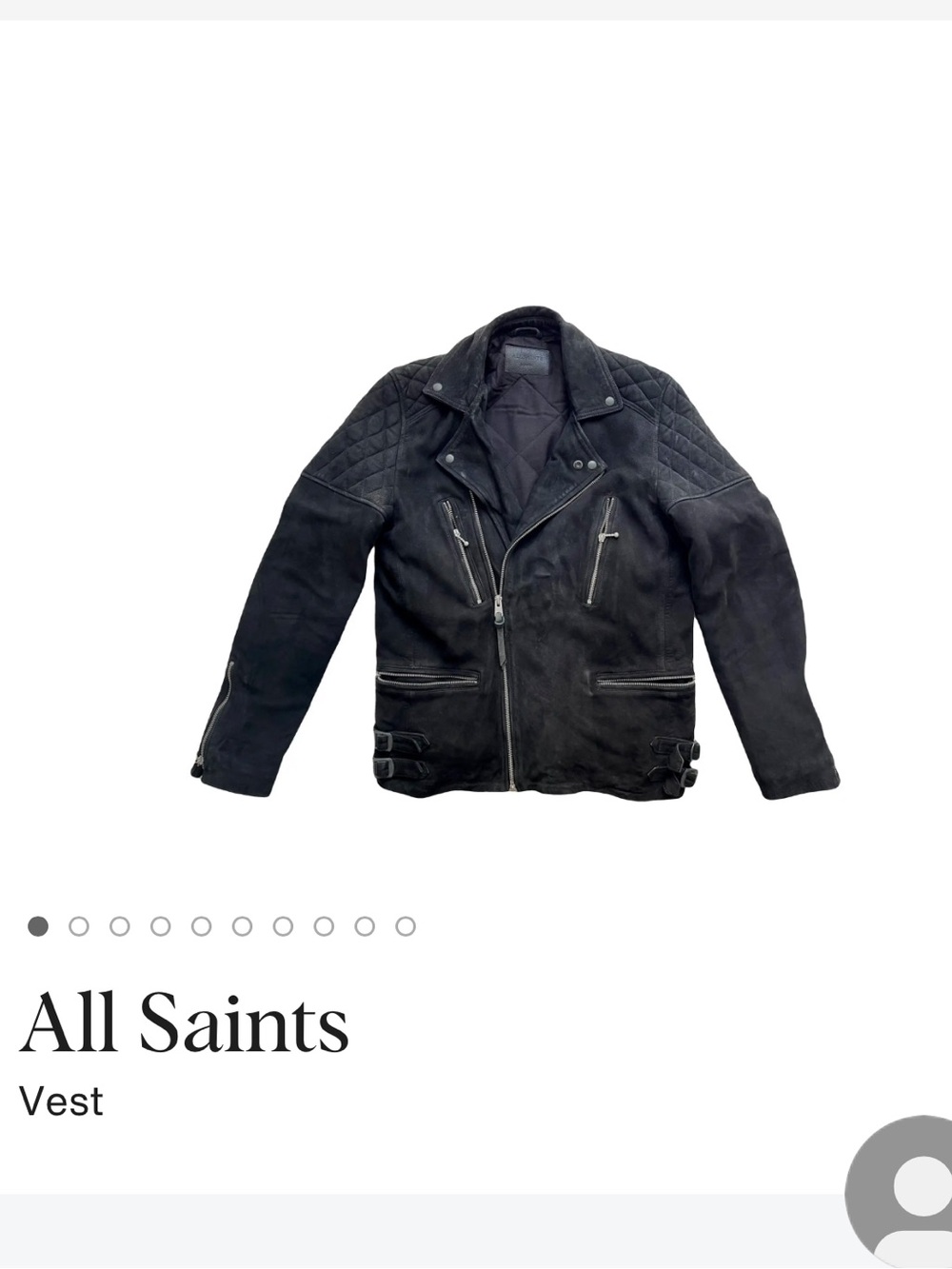 All Saints Black Quilted Suede Moto Jacket